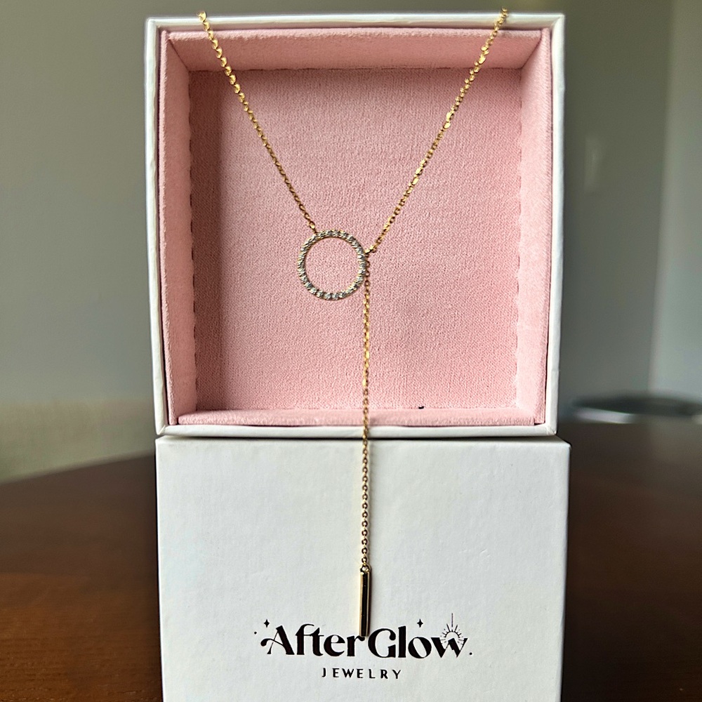 Gold Necklace with Moissanite Stone Accents
